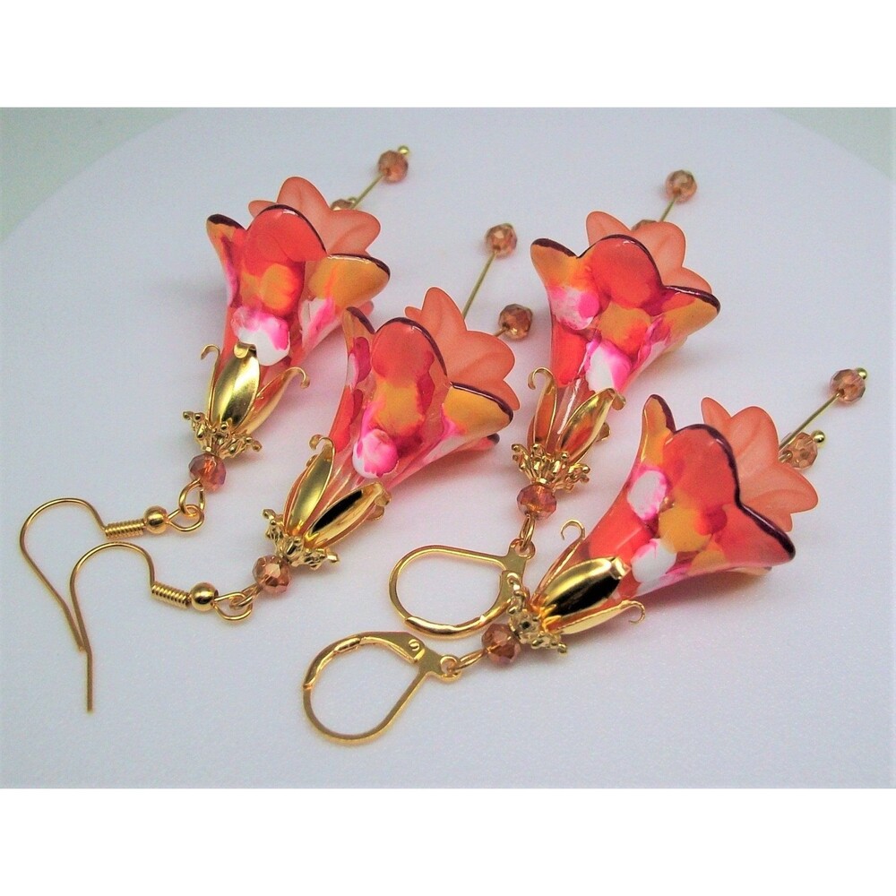 Boho Floral Statement Earrings Dangle, Hand Painted, , Flower Gifts